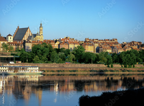 view of the Vistula River and the Old Town  Warsaw  Poland