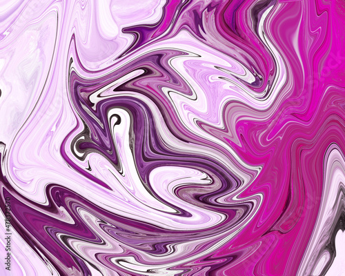 Fluid art texture. Abstract background with mixed paint effect. Liquid acrylic image with beautiful mixed violet and pink paints.
