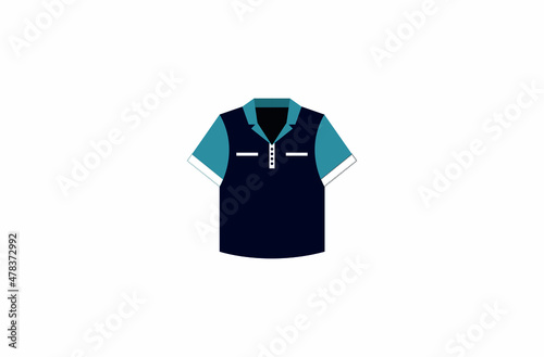 shirt vector flat icon. Isolated blue stripe shirt emoji illustration