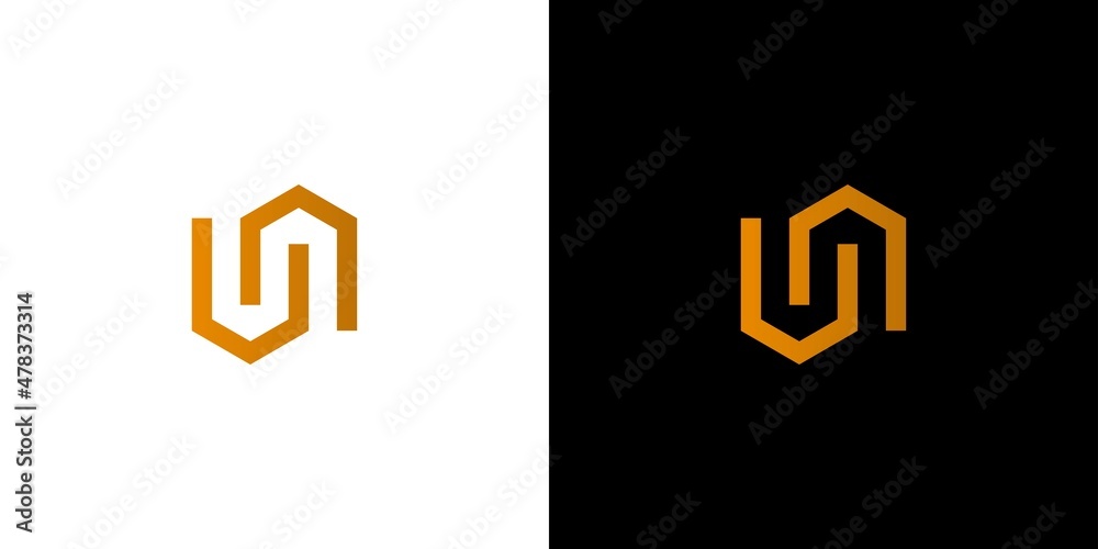 Modern and elegant UN initials logo design Modern and elegant UN initials logo design