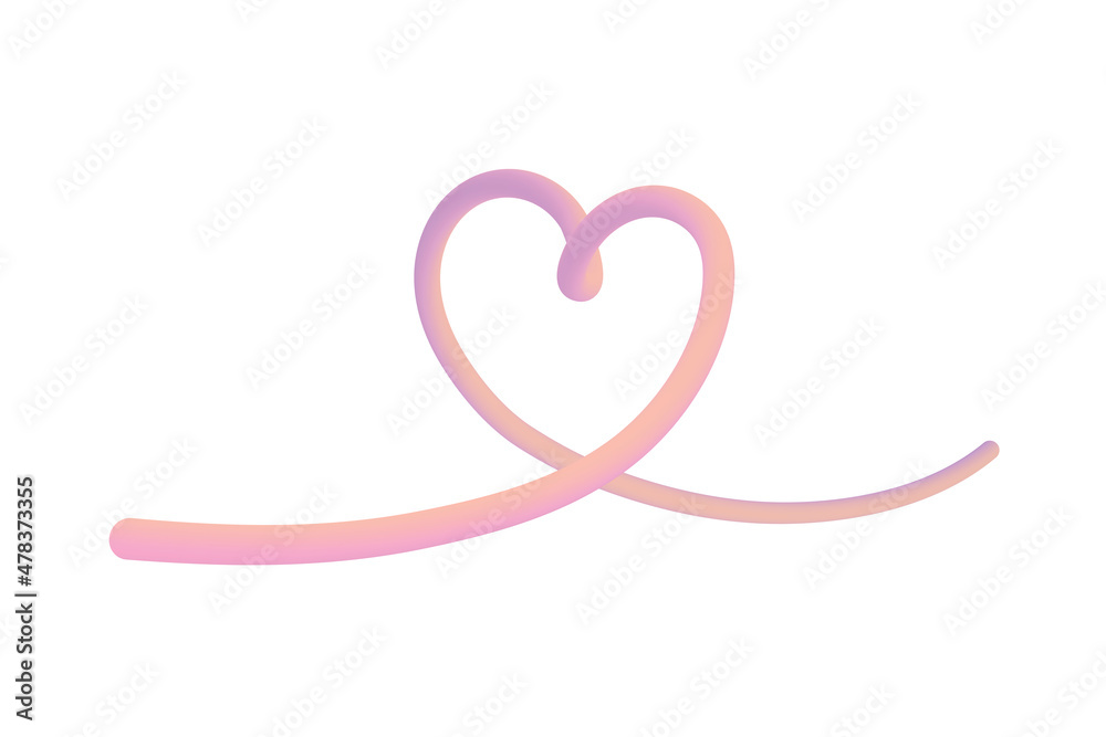 Trendy creative illustration with 3D drawing of heart. Love, relationship, and Valentine day concept. Pink, orange, violet very peri, soft pastel colors