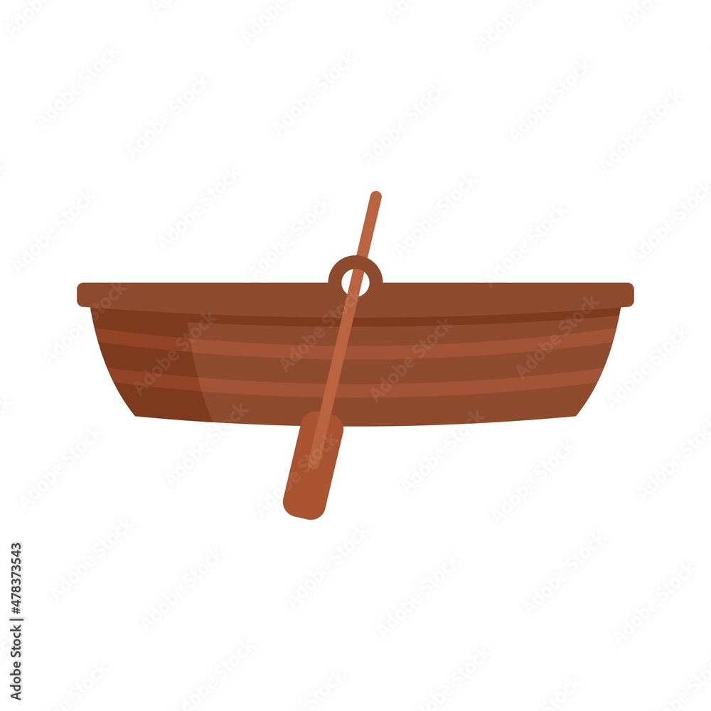 Immigrants wood boat icon flat isolated vector Immigrants wood boat icon flat isolated vector