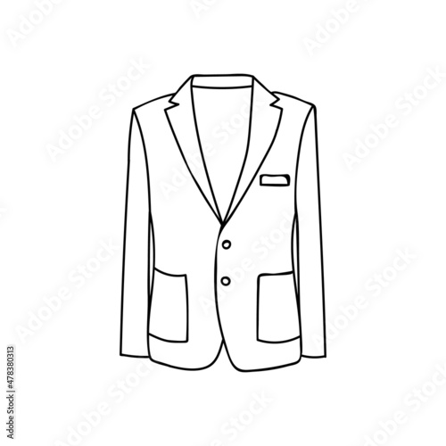 Man jacket doodle illustration in vector. Hand drawn man jacket icon in vector. Man suit doodle illustration