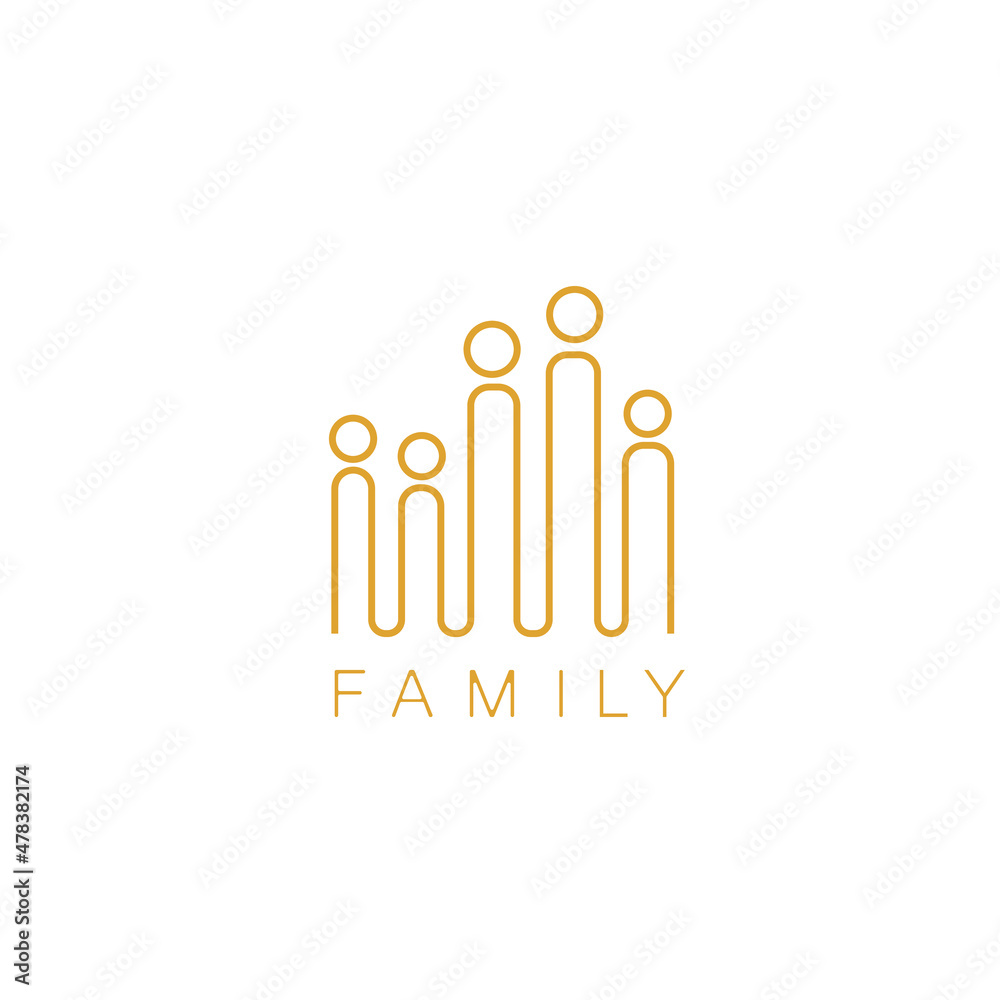 Abstract People Logo. Blue Rounded Line Linked Human Icon Pulse Wave ...