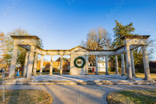 Christmas wreath on the Bywaters Park memorial photo