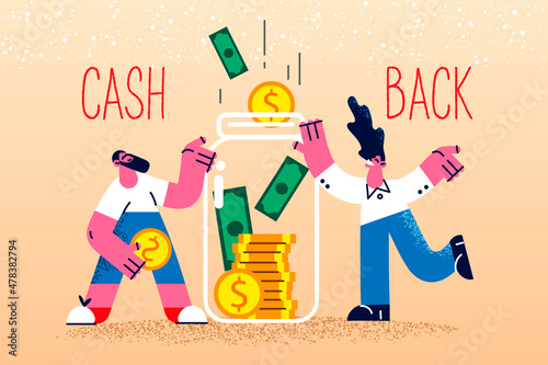 Smiling money get cashback from purchases 