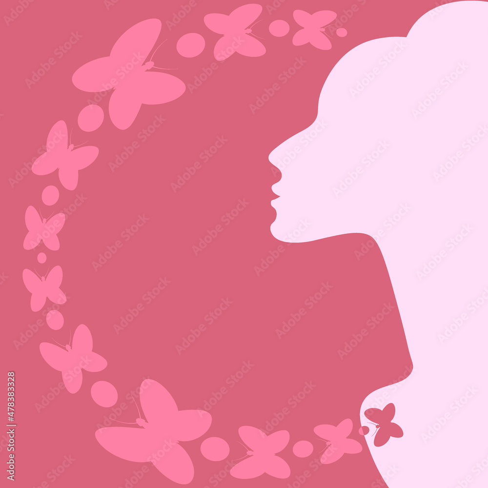 elegant female profile and butterflies. Design element. charm elegant female profile and butterflies. Design element. charm