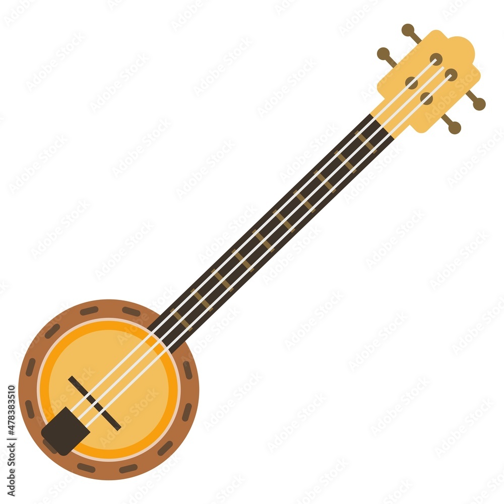 banjo flat clipart vector illustration Stock-Vektorgrafik | Adobe Stock