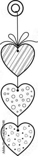Vector image. Romantic garland of hearts. Print.