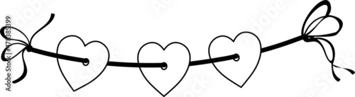 Vector image. Romantic garland of hearts. Print.