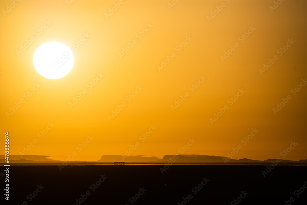 Sunrise on Chott Jerid- endorheic salt lake in southern Tunisia. -Tozeur governorate - Tunisia Sunrise on Chott Jerid- endorheic salt lake in southern Tunisia. -Tozeur governorate - Tunisia
