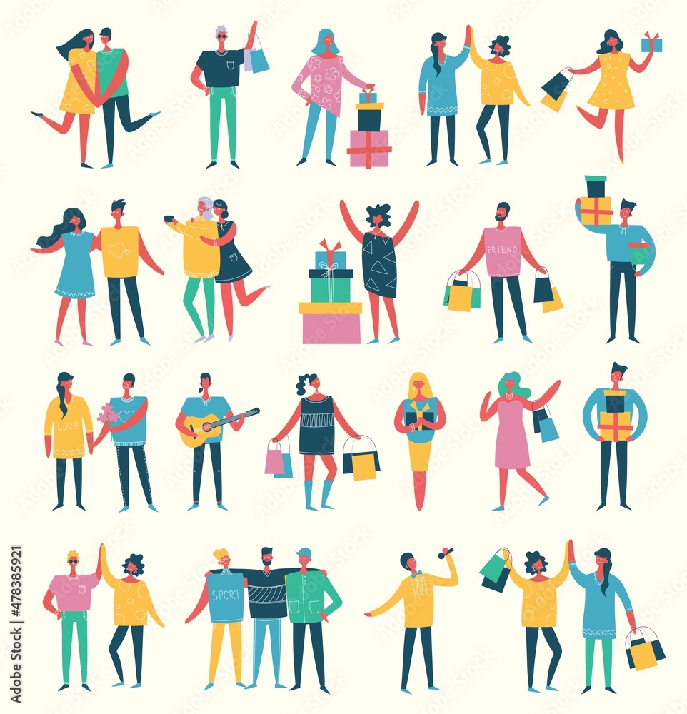 Set of vector illustrations of different activities people