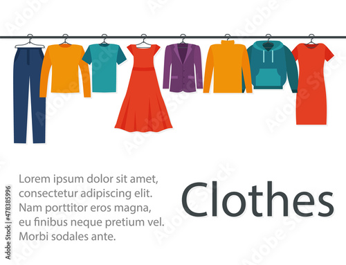 Banner hanger with clothes vector illustration