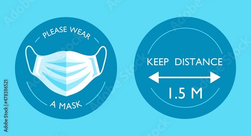 Icons for public places during the covid pandemic. Vector illustration.