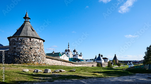 Russia. Solovki. Solovetsky Islands. Panorama of the Monastery to the South from Korozhnaya Tower