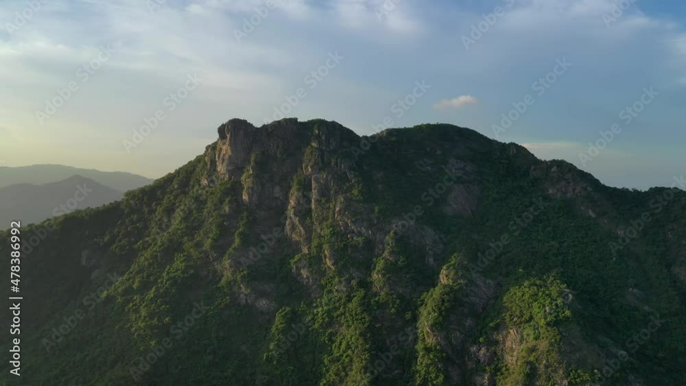 Drone fly over Hong Kong lion rock mountain Drone fly over Hong Kong lion rock mountain