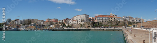 Fototapeta Naklejka Na Ścianę i Meble -  panorama from the port of Termoli on the old town enclosed by the walls of the Swabian Castle