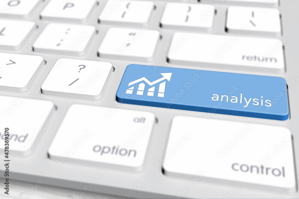 Blue Analysis Button on Computer Keyboard