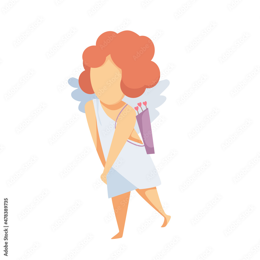 Embarrassed Amur baby. Soaring cupid with arrows. Romantic vector character. Embarrassed Amur baby. Soaring cupid with arrows. Romantic vector character.