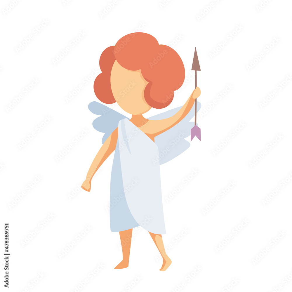 Cupid with an arrow in his hand. Romantic vector character. The concept of the holiday of all lovers. Cupid with an arrow in his hand. Romantic vector character. The concept of the holiday of all lovers.