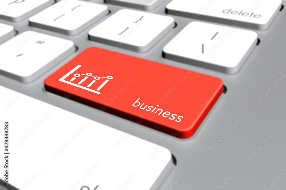Fototapeta premium Red Business Button on Computer Keyboard