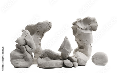 Grey modelling clay isolated on white  