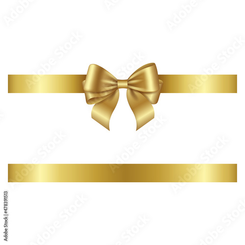 gold bow and ribbon for birthday and christmas decorations 