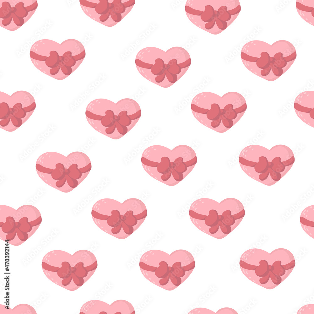 cute gentle seamless pattern witn pink heart bow seamless pattern