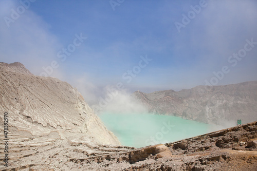 Lake in a crater Volcano Ijen, Java,Indonesia photo