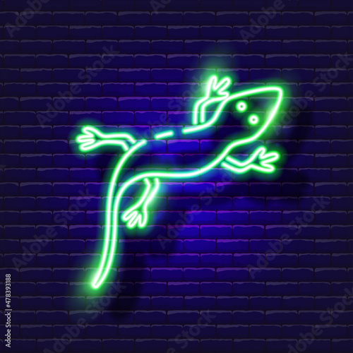 Reptile Lizard neon icon. Vector illustration for design, website, pet shop, veterinary clinic. Veterinary medicine concept.