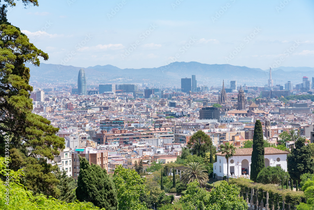 Fototapeta premium Barcelona skyline seen from Montjuic