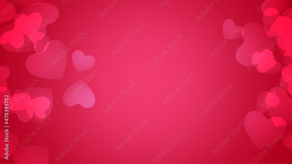 Red romantic hearts on shiny background, holidays and Valentines day style background
