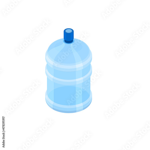 Full bottle of water on a white background. Flat 3d isometric illustration.