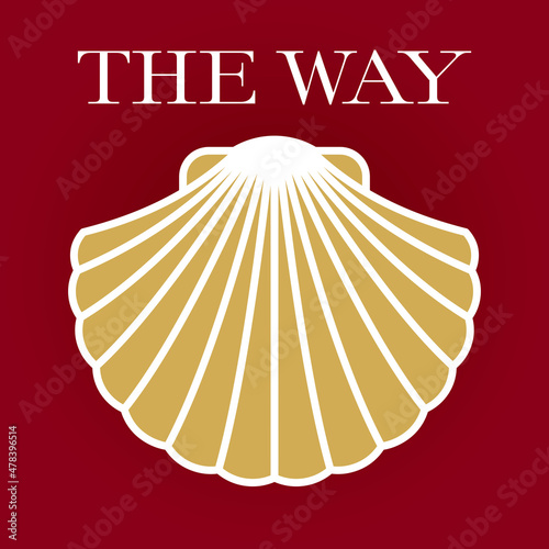 Scallop shell design badge or logo.
Vector illustration of scallop shell which can represent the pilgrimage of The Way of Saint James at Santiago de Campostella in Spain.