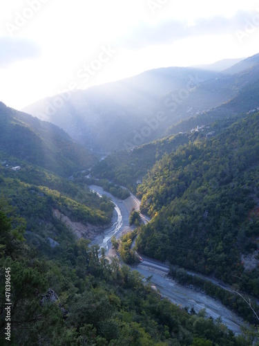 The Vésubie river and the canyon near the Utelle village. The 25th October 2021, France.