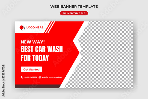 Landing page design for car wash service or rent a car banner template