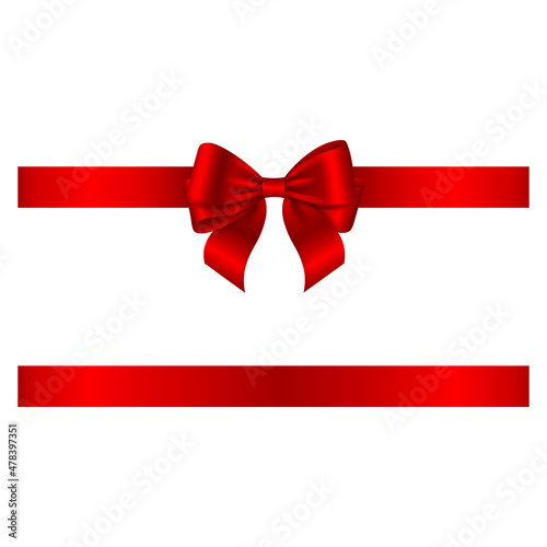 red bow and ribbon for birthday and christmas decorations