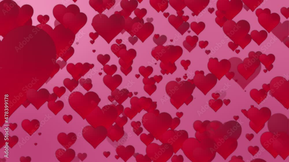 Pink Background With Red Hearts. Valentines Day Animation. Pink Background With Red Hearts. Valentines Day Animation.