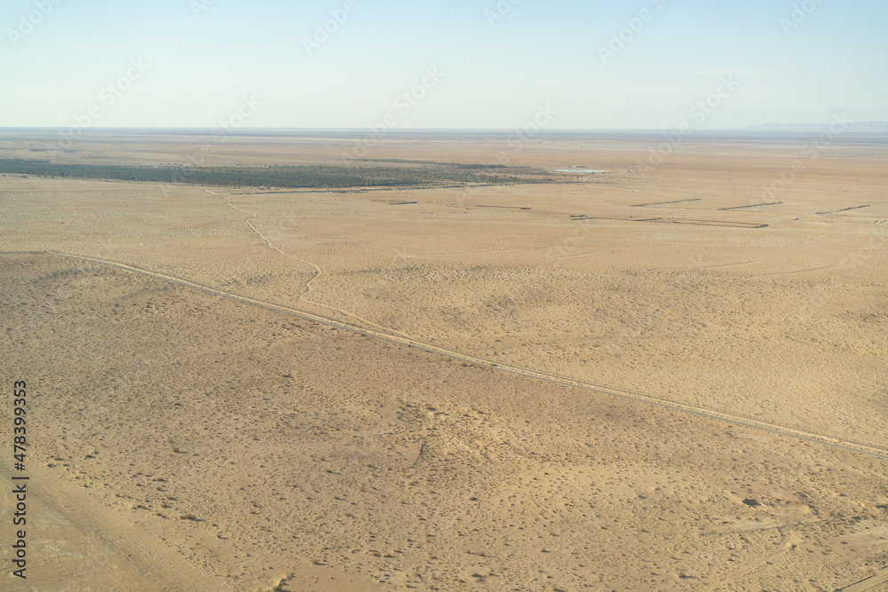 Aerial view of the desert, tozeur and its palm grove- western Tunisia - Tunisia