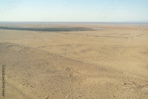 Aerial view of the desert, tozeur and its palm grove- western Tunisia - Tunisia
