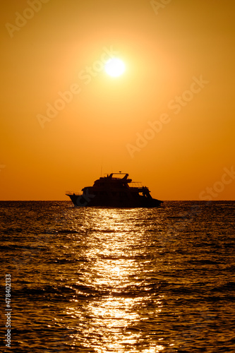 Tourist boat in the Red Sea, Egypt.