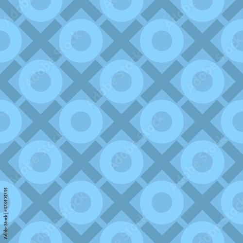 Blue, slate blue Xs and Ox in a repeatable and seamless background. 