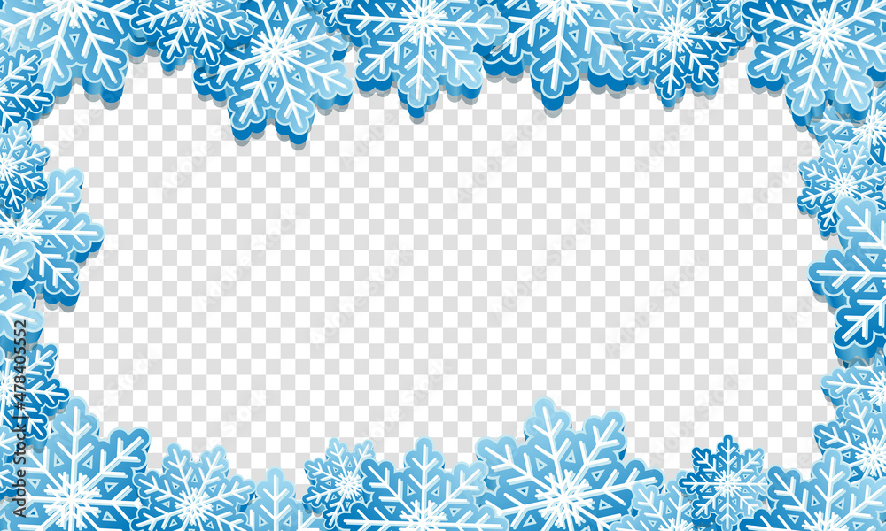 Winter background with snowflakes. Blue winter banner with snowflakes. Vector illustration