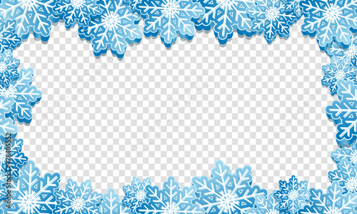 Winter background with snowflakes. Blue winter banner with snowflakes. Vector illustration