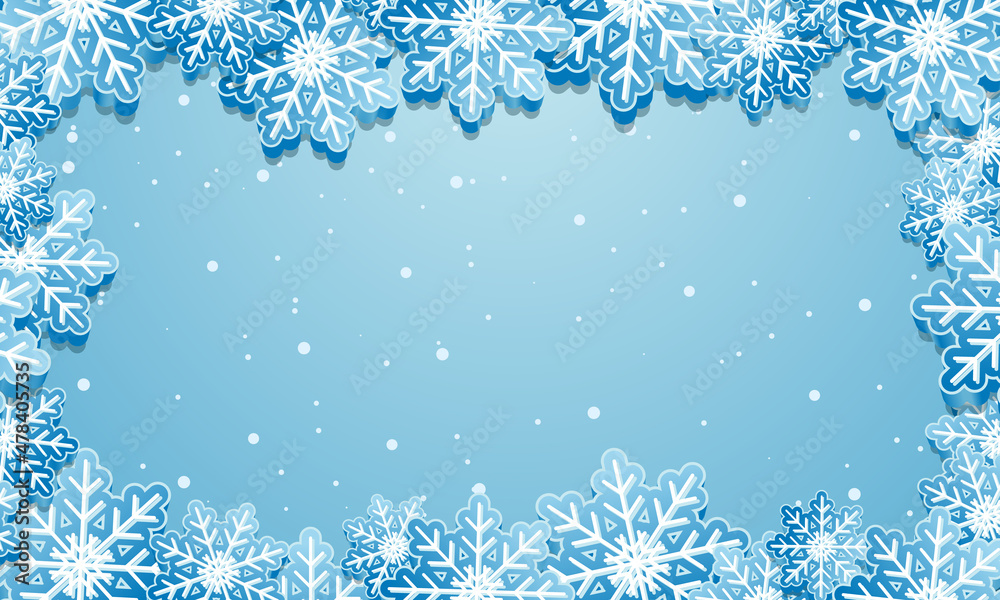 Winter background with snowflakes. Blue winter banner with snowflakes. Vector illustration Winter background with snowflakes. Blue winter banner with snowflakes. Vector illustration