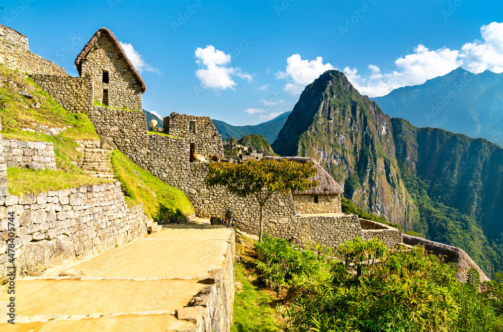 View of Machu Picchu, UNESCO world heritage in Peru - obrazy, fototapety, plakaty 