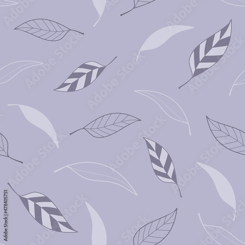Pastel Purple Textured Gum Leaf seamless pattern design