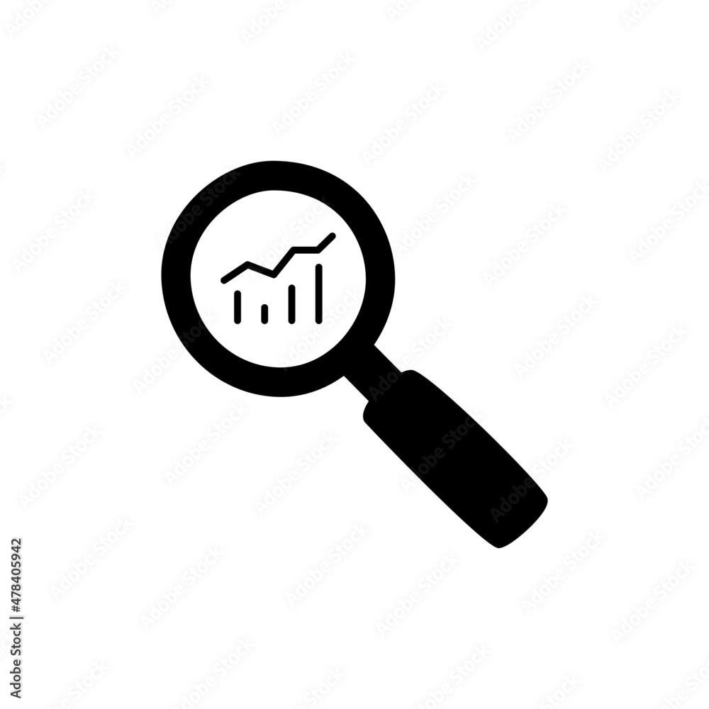 Marketing Research Icon in black flat glyph, filled style isolated on white background Marketing Research Icon in black flat glyph, filled style isolated on white background