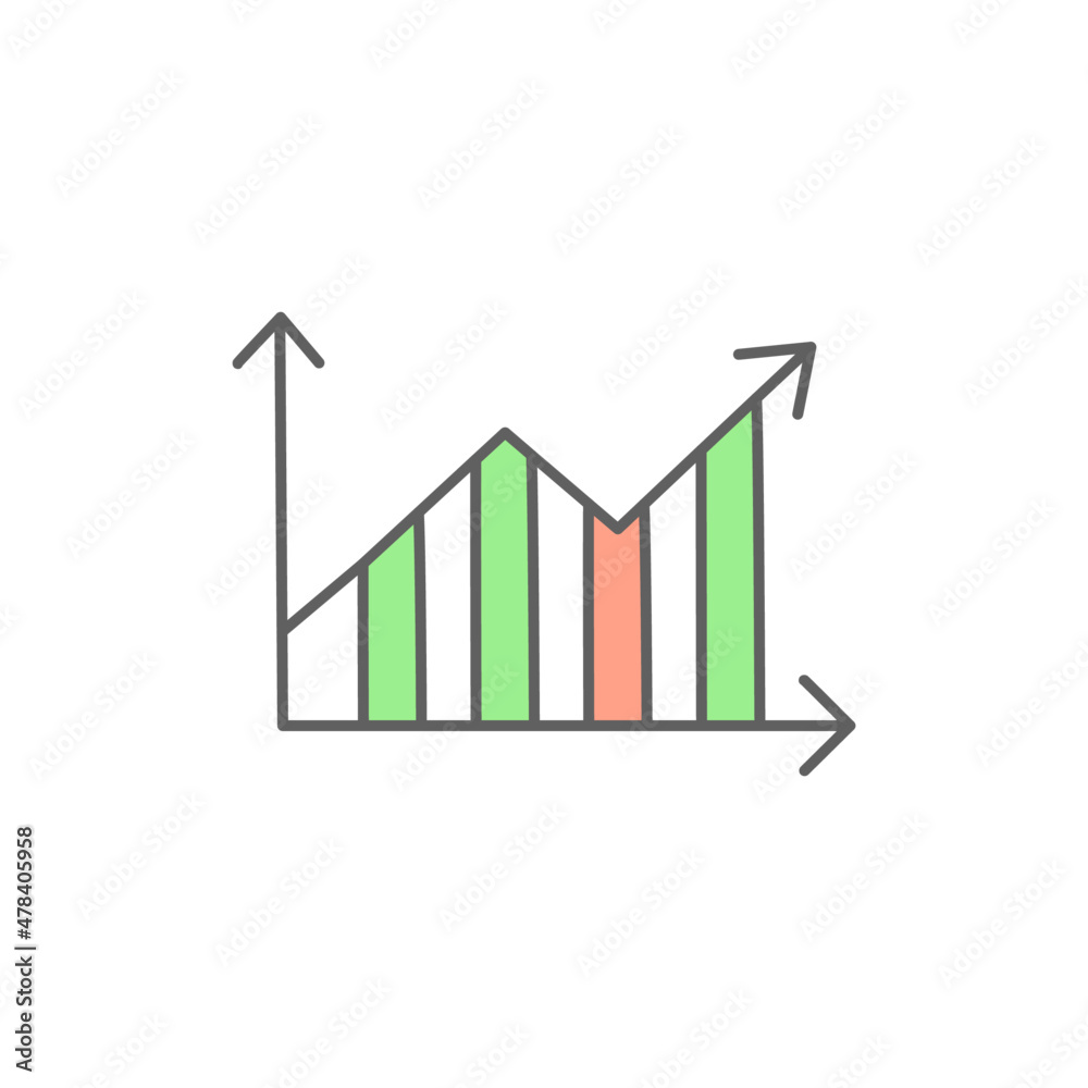 Graph Icon in color icon, isolated on white background Graph Icon in color icon, isolated on white background