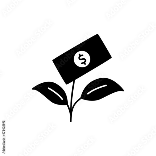 Funding Icon in black flat glyph, filled style isolated on white background